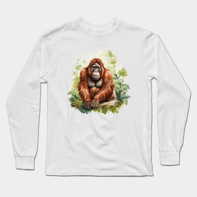 Orangutan Monkey Long Sleeve T-Shirt by zooleisurelife